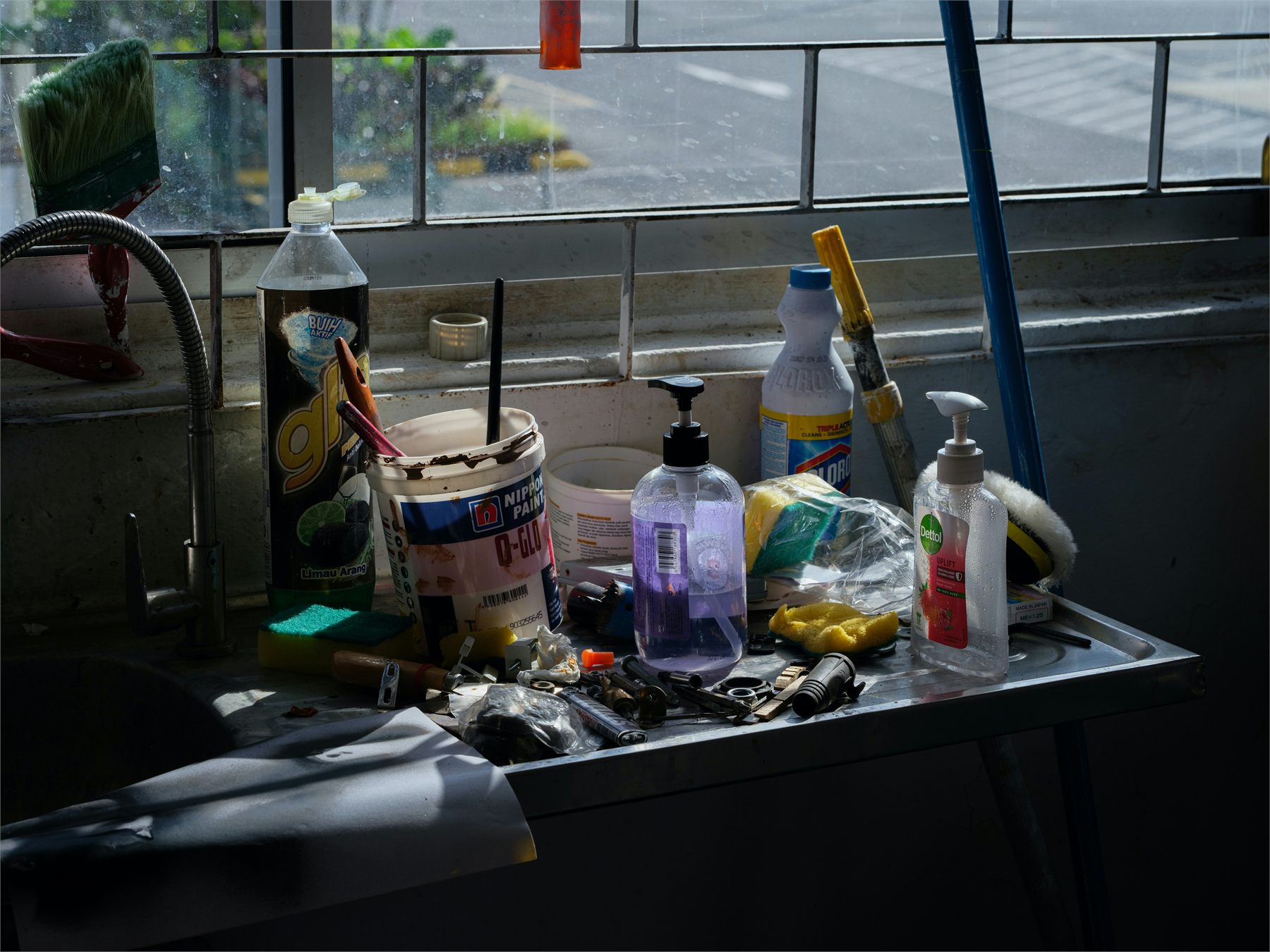 Organized cleaning supplies and tools